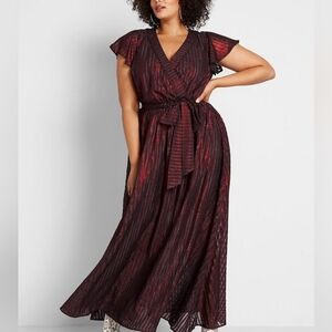 NWOT Modcloth Your Time to Shine Red Maxi Dress Sz L